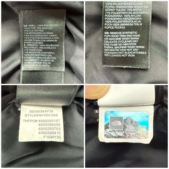 The North Face Jacket Women Small Black Polka Dot Gotham Down Puffer Coat Hooded - Picture 10 of 11